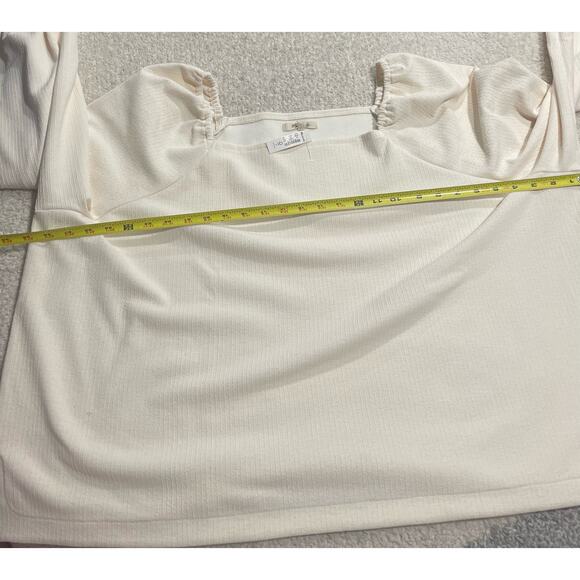 NWT Madewell Women's 4X Plus Size Crepe Square Neck Puff Sleeve Top Cream - Picture 5 of 12